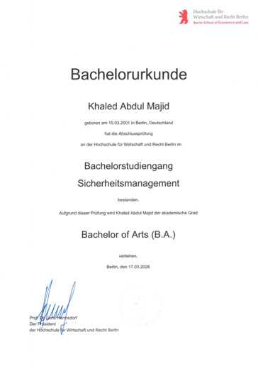Vorschau Bachelor of Arts Sicherheitsmanagement
